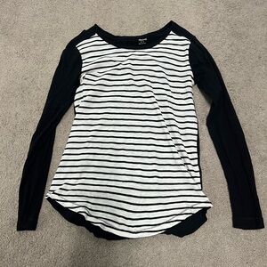 Madewell Black and White Striped Long Sleeve Tee
